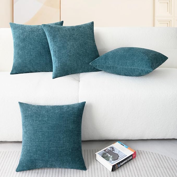 CaliTime Throw Pillow Covers Decorative 18 X 18 Inches Pack of 4 Cozy Chenille - Image 6