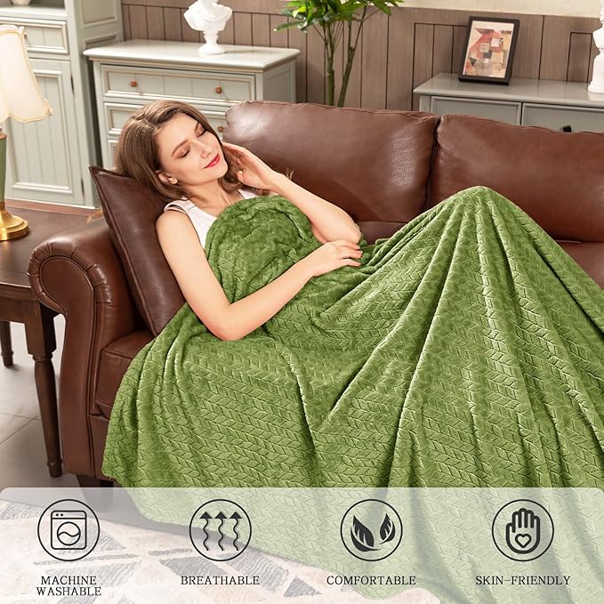 inhand Sage Green Fleece King Blanket - Image 6