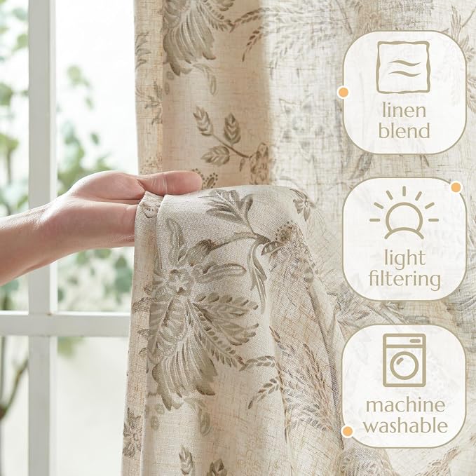 jinchan Linen Floral Curtains for Living Room - Image 4