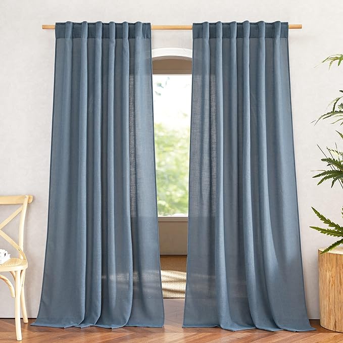 NICETOWN Linen Blend Stone Blue Curtains by NICETOWN
