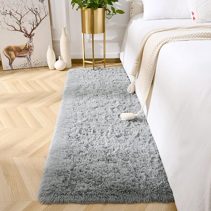 Amearea Shag Fluffy Runner Rug for Bedroom Girls Living Room, 2x6 Feet Extra by AmeareaDirect