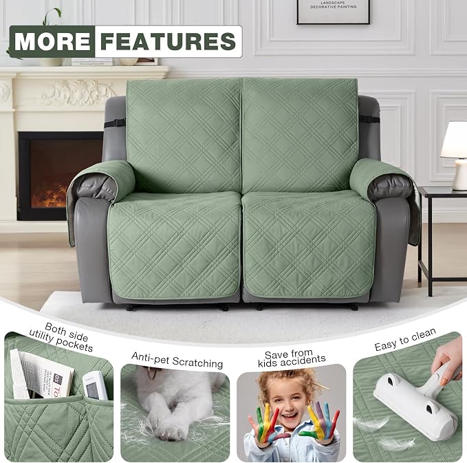 TAOCOCO 100% Waterproof Loveseat Recliner Covers 2 Seater, Split Loveseat Covers - Image 6