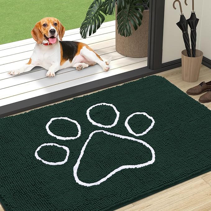 OLANLY Dog Door Mat for Muddy Paws 47x32, Paw Print Design, Absorbs Moisture by OLANLY