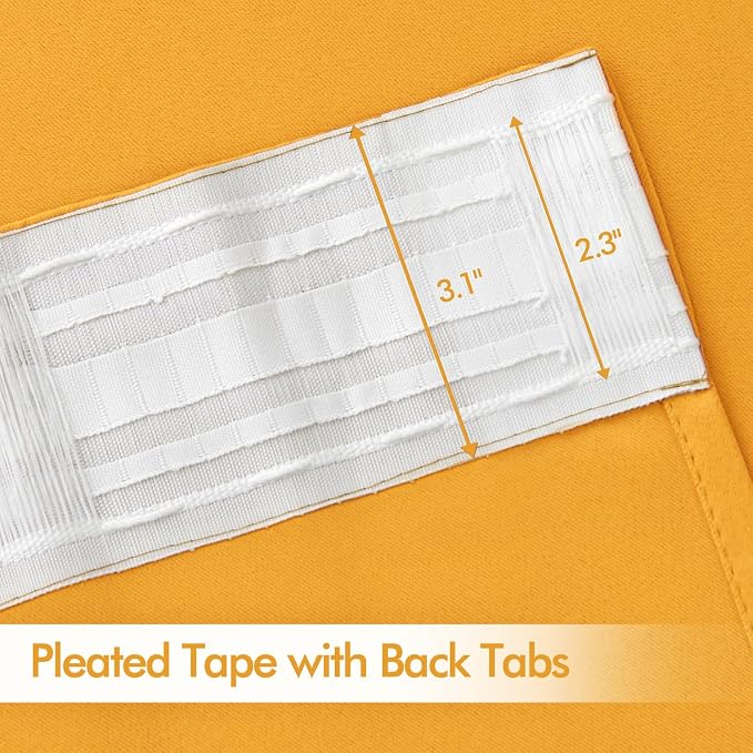 MIULEE Yellow Back Tab Blackout Curtains 72 Inches Long 2 Panels Set - Image 4