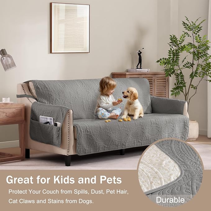 Soft Quilted Couch Cover with Pockets - Image 8