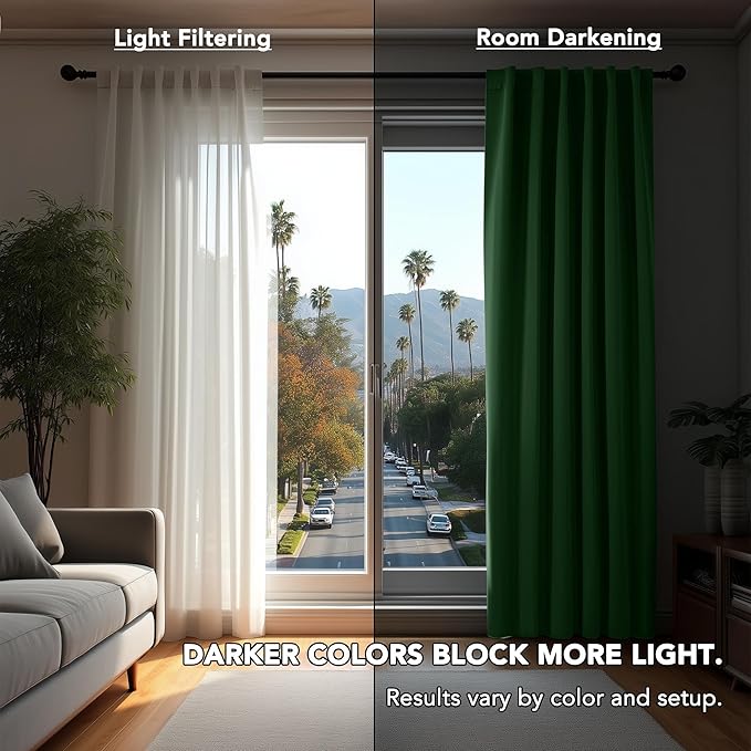 Deconovo Solid Back Tab and Rod Pocket Curtains Thermal Insulated Blackout - Image 3