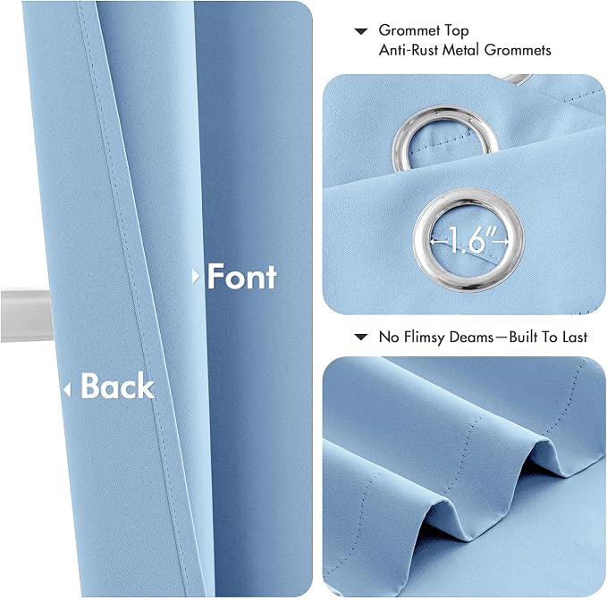 MIULEE Blackout Curtains for Bedroom 2 Panels 40 x 45 Inch Long Sky Blue | - Image 4