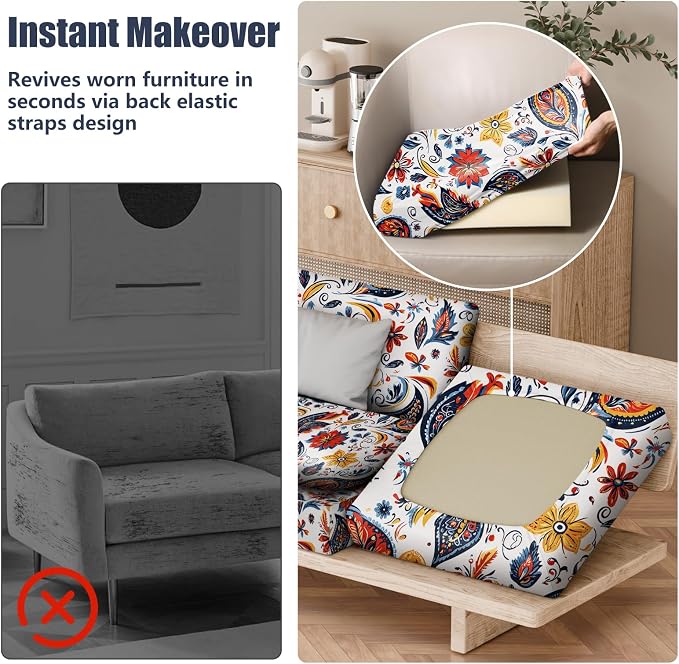 8Pcs Stretch Patio Cushion Covers, Outdoor Couch & Sofa Replacement Slipcovers - Image 5