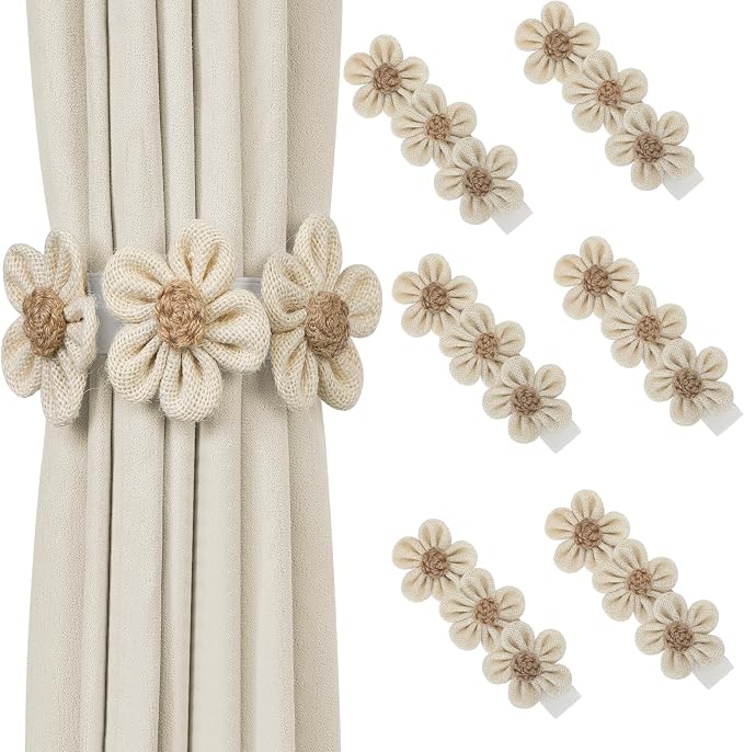 KLOGTSIND Flower Curtain Tiebacks, 6 Pack Boho Curtain Ties Elegant Three by KLOGTSINDDirect