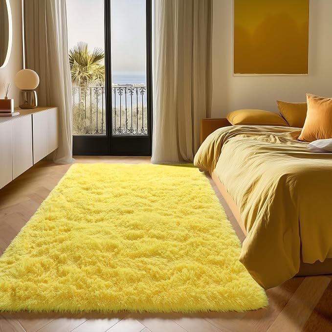 ONASAR Yellow Area Rugs for Bedroom Living Room, Fluffy 4x6 Indoor Bedside - Image 5