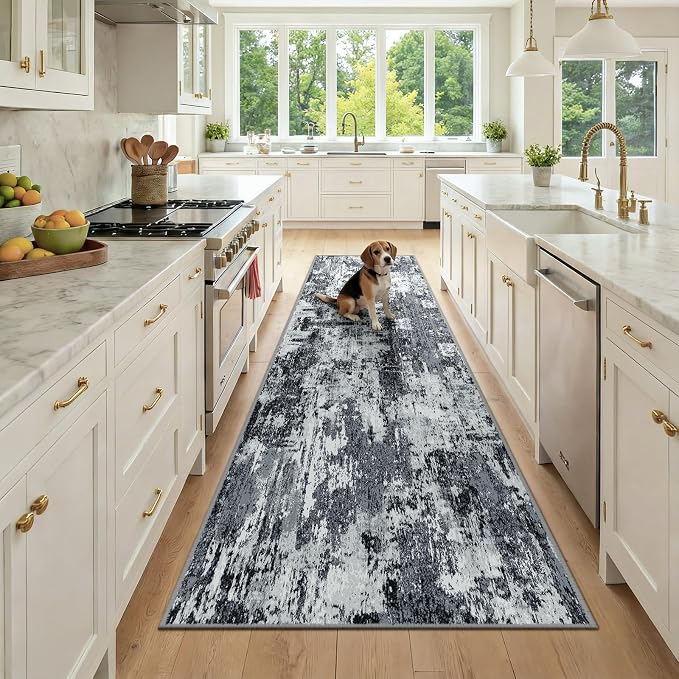 Washable Area Rugs 3x9 Non-Slip Modern Abstract Soft by RELEANY