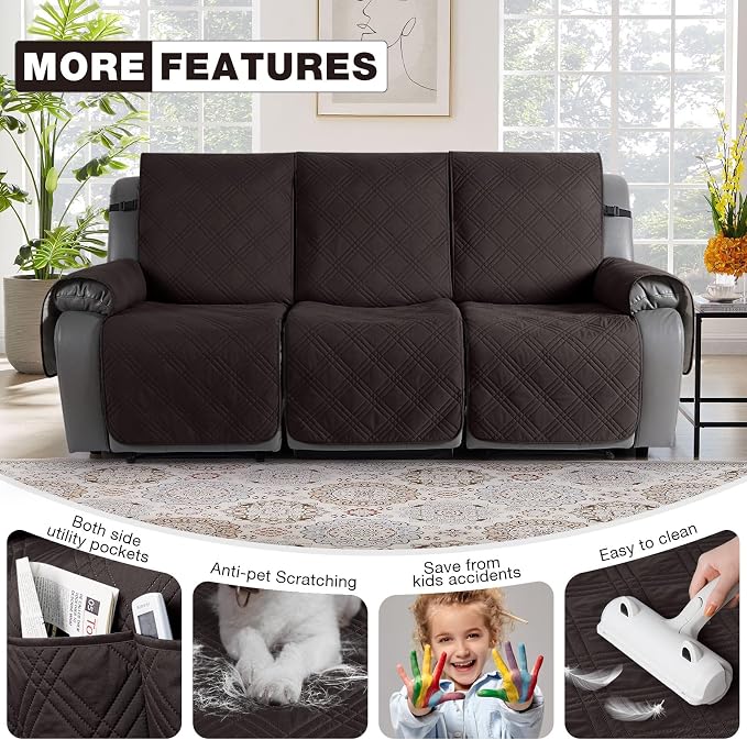 TAOCOCO 100% Waterproof Recliner Sofa Covers 3 Seater, Split Couch Covers - Image 5
