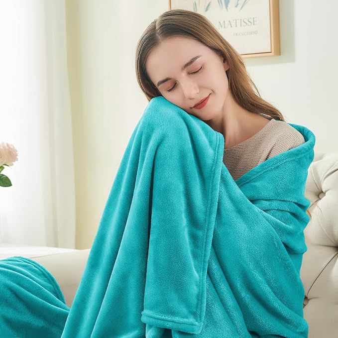 BEDELITE Fleece Blanket Teal Throw Blanket - Image 2