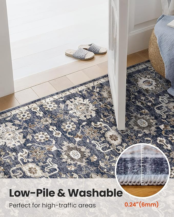AMADA HOMEFURNISHING 8x10 Washable Area Rug, Low-Profile Large Area Rug - Image 7