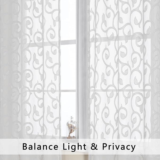 OWENIE Furman Sheer Curtains 63 inch Length - Image 3