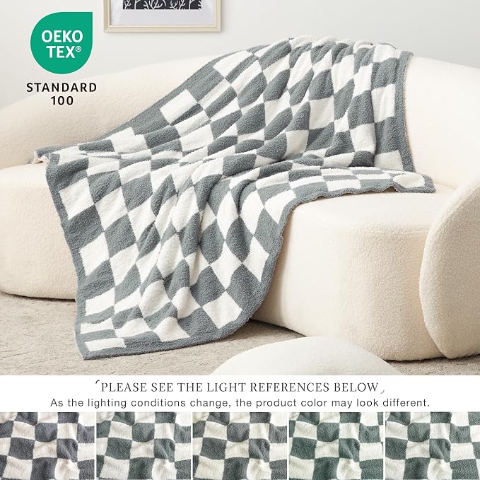 EXQ Home Checkered Throw Blanket, Knitted Blanket - Image 6