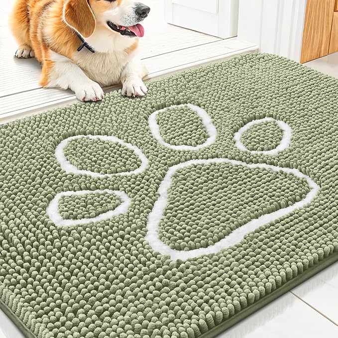 Smiry Dog Door Mat for Muddy Paws, Absorbent Dirt Trapper Non Slip Quick Dry by Smiry