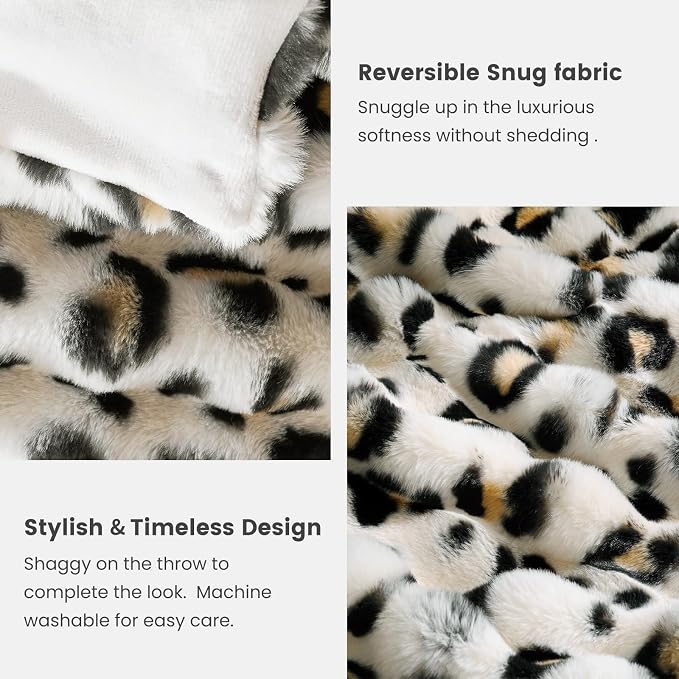 Cozy Bliss Leopard Print Faux Fur Throw Blanket - Image 6