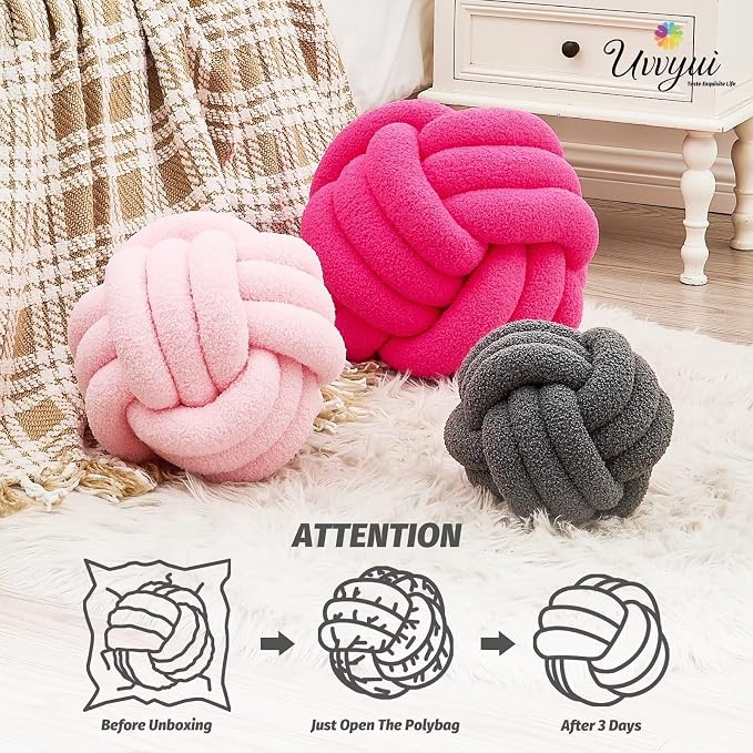 Uvvyui Knot Pillow Ball, Soft Home Decorative Pillows, Round Throw Pillow - Image 4