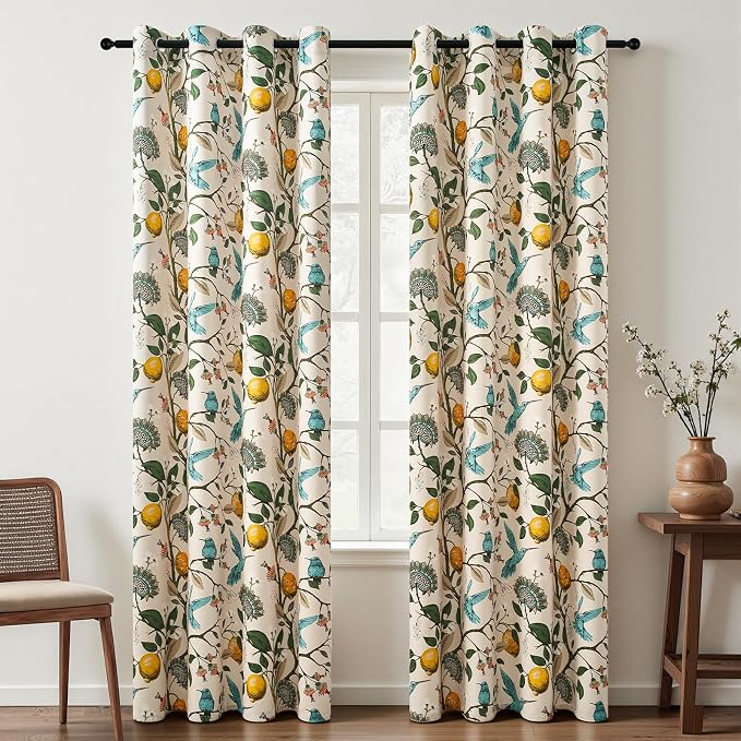 Topfinel Beige Vintage Floral Curtains 84 Inch Long Luxury Whimsical Euro by Topfinel