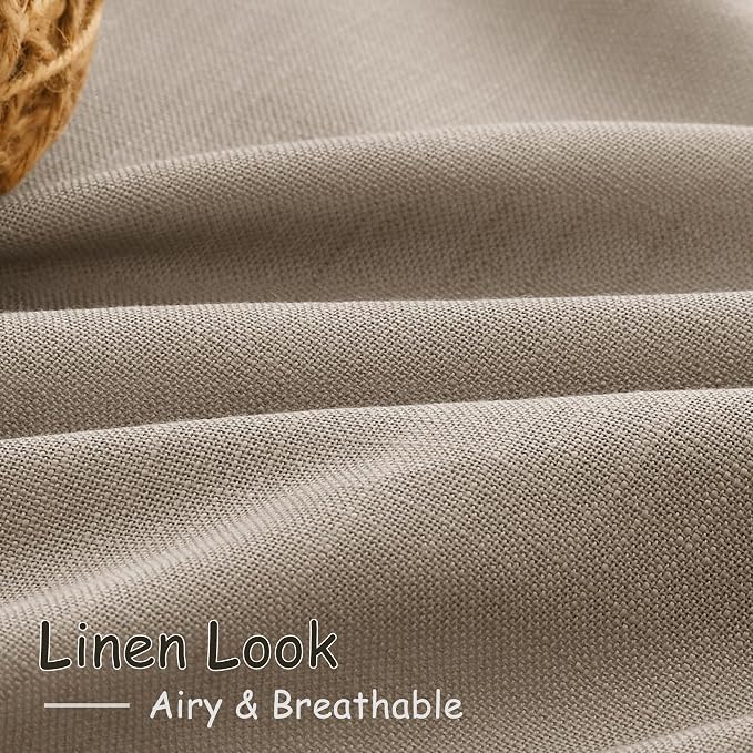 Nanspring Light Taupe Linen Curtains 63 Inches Length 2 Panels Set - Image 5