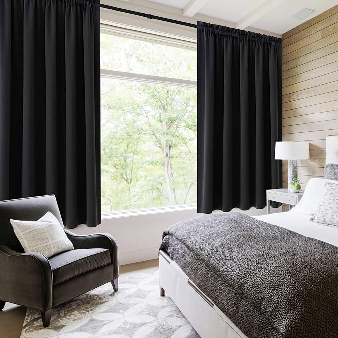 DWCN Short Black Blackout Curtains - Image 2