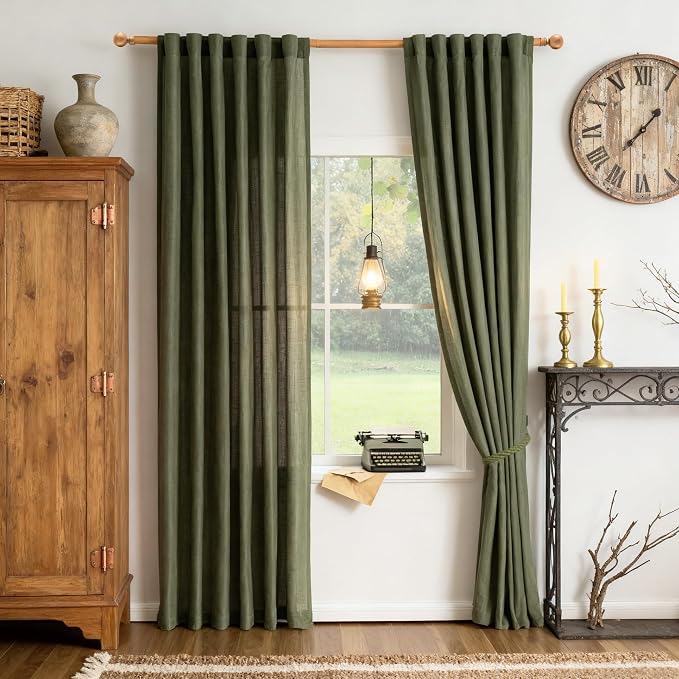 MYSKY HOME Living Room Curtains 90 Inches Long Farmhouse Light Filtering - Image 2