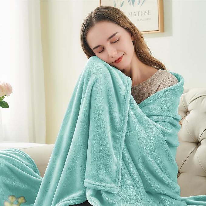 BEDELITE Fleece Blanket Twin Size Haze Blue Throw Blankets - Image 2