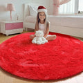 ONASAR Red Round Area Rug 4ft, Soft Bedroom Circle Rugs Floor Mat by ONASAR