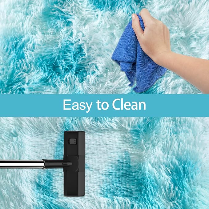 Tie-Dyed Sky Blue 3x10 Machine Washable Runner Rugs - Image 7