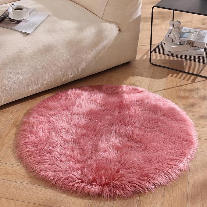 Ashler Faux Fur Rug, Fluffy Shaggy Area Rug, Ultra Soft 3 x 3 Feet Sheepskin Fur - Image 3