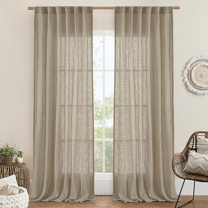 LAMIT 95 Inches Long Linen Curtains by LAMIT