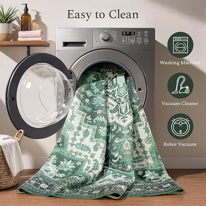 Rugflix 8x10 Area Rugs for Living Room, Machine Washable Rug Non Slip Stain - Image 2