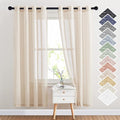 NICETOWN Natural Open Linen Weave Flax Sheer Window Curtains, Ring Top by NICETOWN