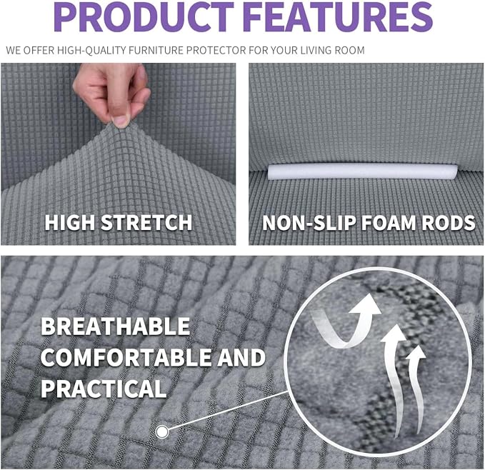 ZNSAYOTX Super Stretch Couch Cover Love Seat Sofa Covers - Image 4