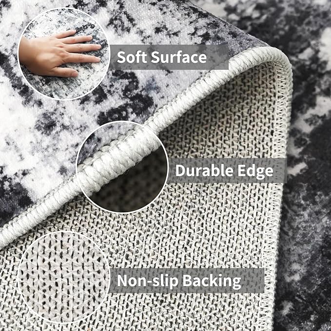 2x8 Washable Runner Rugs for Hallway: Easy-to-Clean Abstract Runners for - Image 5