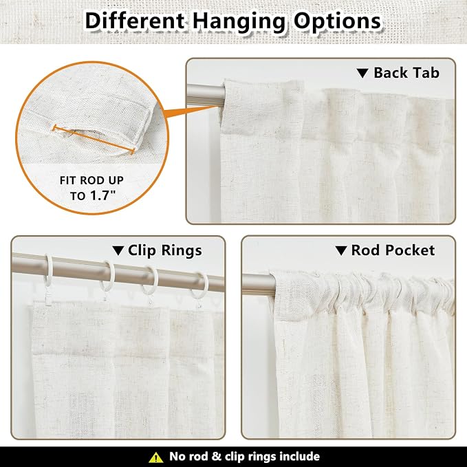 MYSKY HOME 90 Inches Long Linen Curtains - Image 3