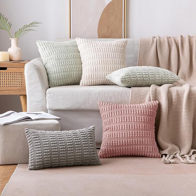 MIULEE Pack of 2 Corduroy Decorative Throw Pillow Covers 18x18 Inch Soft Boho - Image 3