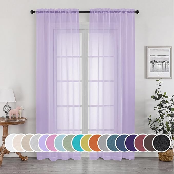 OWENIE Sheer Curtains 84 inches Long by OWENIE