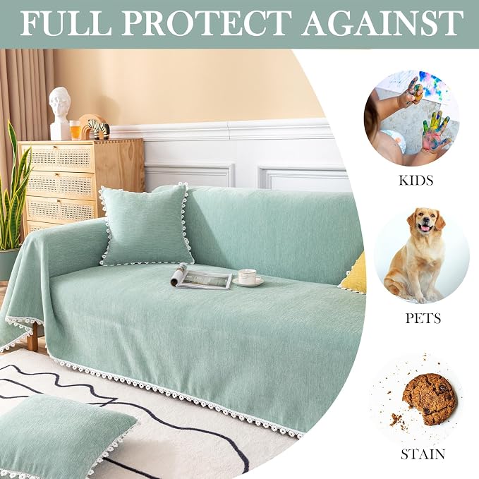 HANDONTIME Cute Sofa Covers Light Green Couch Covers - Image 3