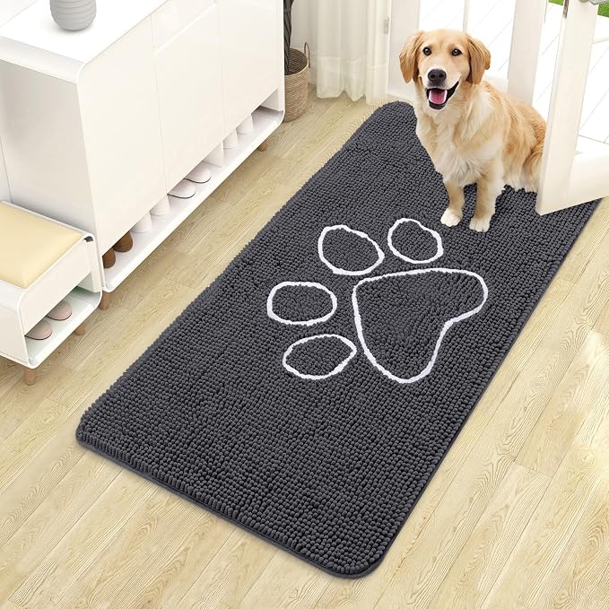 OLANLY Dog Door Mat for Muddy Paws 44x24, Paw Print Design, Absorbs Moisture by OLANLY