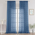 Chyhomenyc Extra Long Dusty Blue Sheer Curtains 120 Inch Length 2 Panels Set by Chyhomenyc