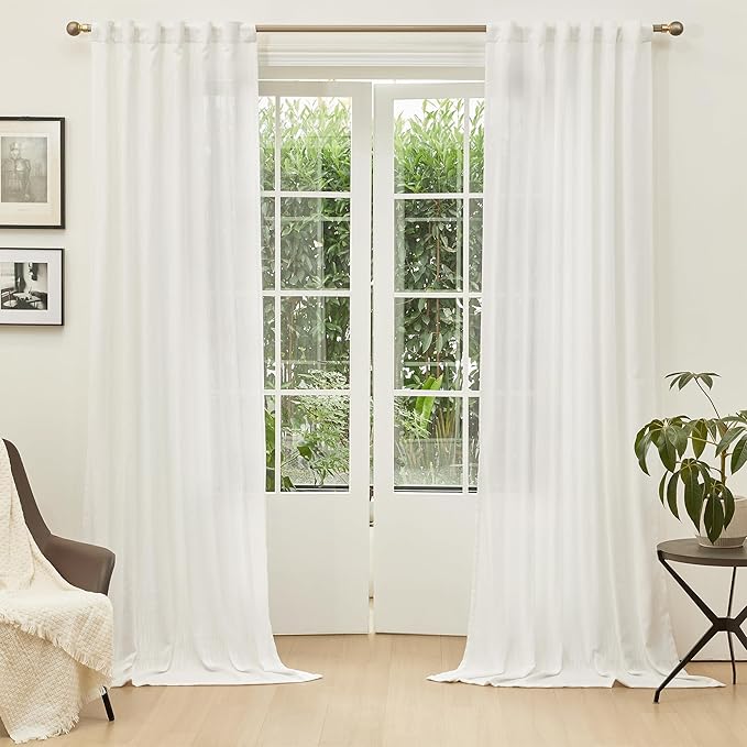 MYSKY HOME Extra Long Curtains for Living Room, Soft Cotton Fabric Boho Window - Image 2