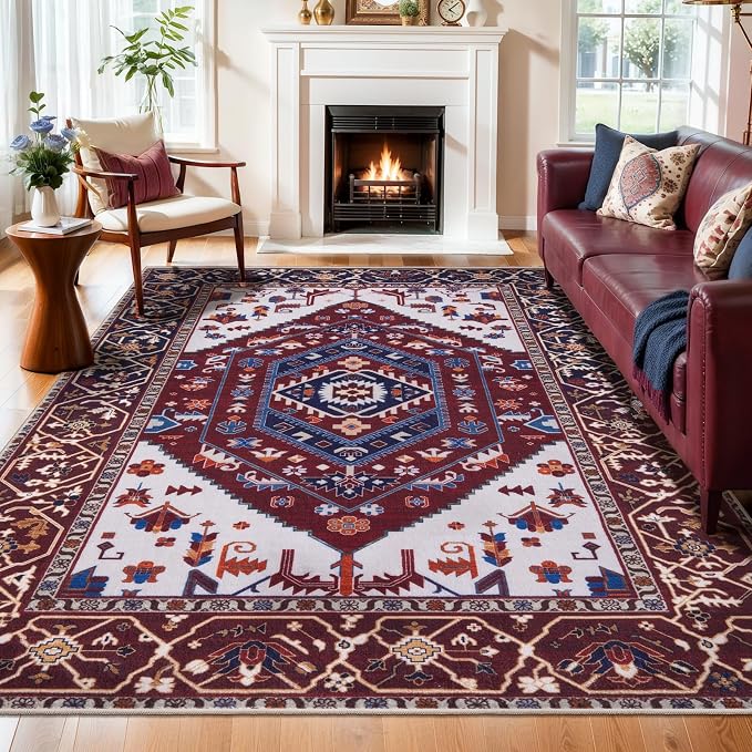 SERISSA 6x9 Area Rugs for Living Room, Large Washable Non-Slip Boho Rug by SERISSAHomeDecorCollection