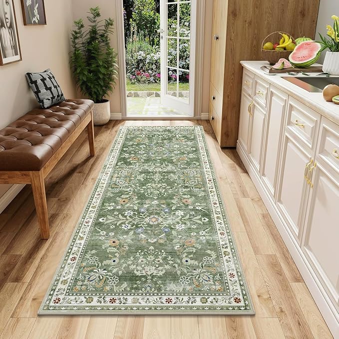 Yamaziot Washable Runner Rug 2x5 – Non Slip Boho Floral Hallway Runner Rug by Yamaziot