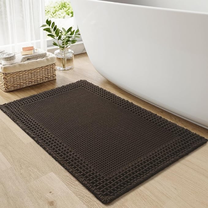 RESARE Waffle Bathroom Runner Rugs, Super Absorbent Bath Mat Non Slip Washable by Resare