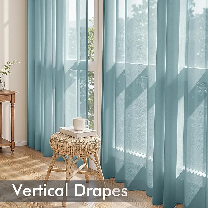 MIULEE Dusty Blue Sheer Curtains 72 Inches Long, 4 Panels Set, Light Filtering - Image 5