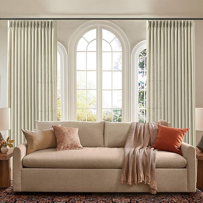 IVAPUPU Pinch Pleated Linen Curtains 90 Inches Long 2 Panels - Image 9