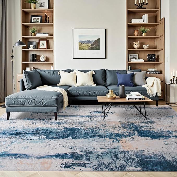 Toneed Abstract Area Rug 6x9 Modern Washable Rug Soft Non Slip Rug Low Pile - Image 2