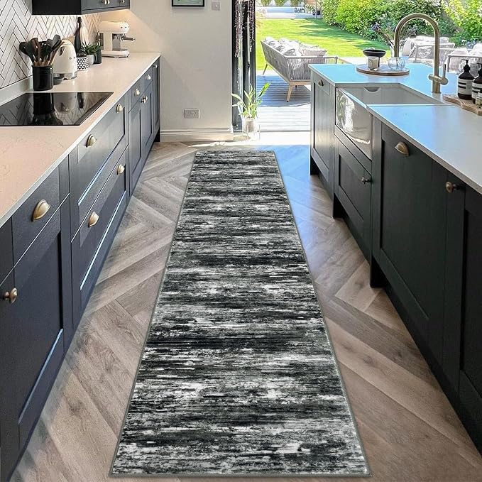 KOZYFLY Modern Abstract Hallway Runner, 2x10 Washable Rug Runner Non-Slip Soft - Image 3